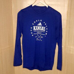 Adidas University Of Kansas Golf Mens Blue Activewear Top Medium